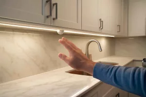 Modern kitchen under-cabinet LED motion sensor lights illumination